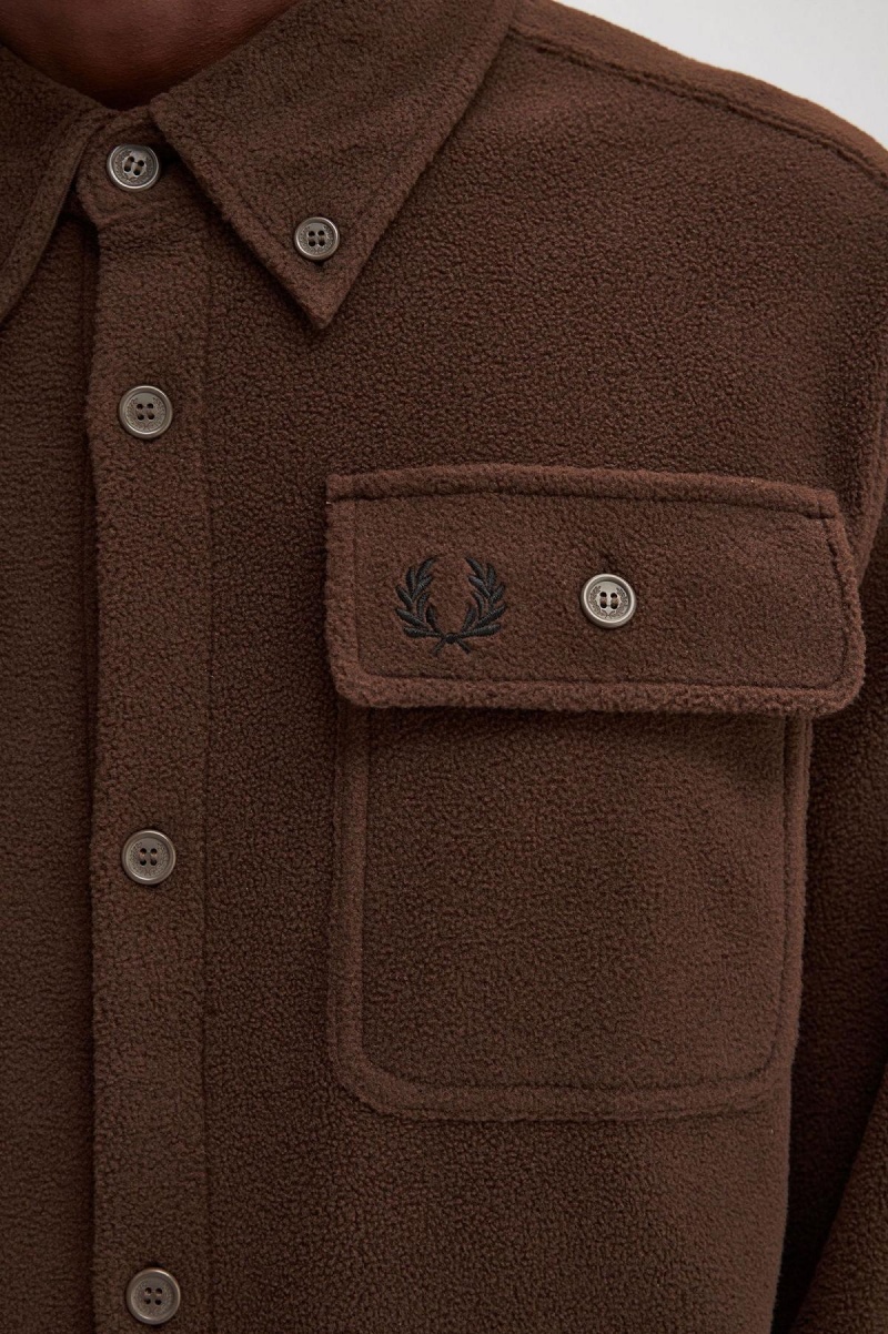 Camisas Fred Perry Fleece Hombre Burnt Tobacco | CLEAH93945