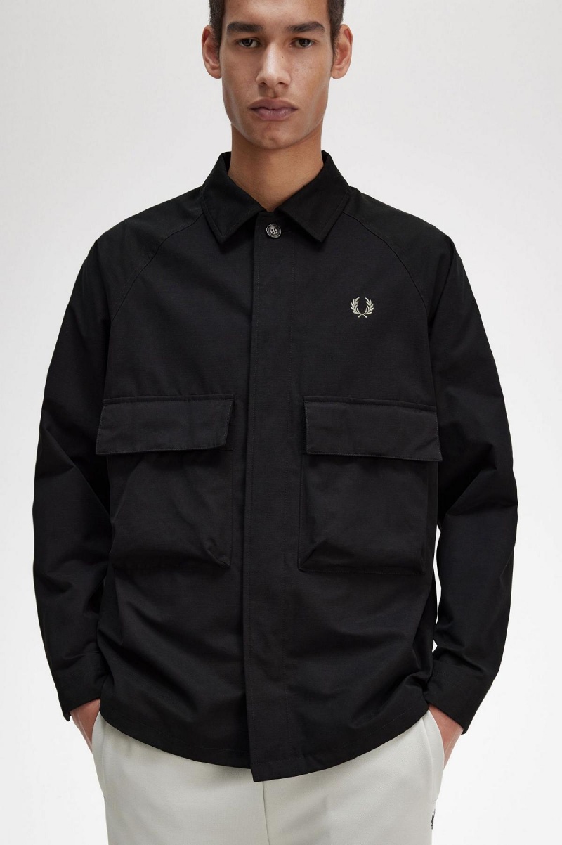 Camisas Fred Perry Utility Hombre Negras | PCLER84569