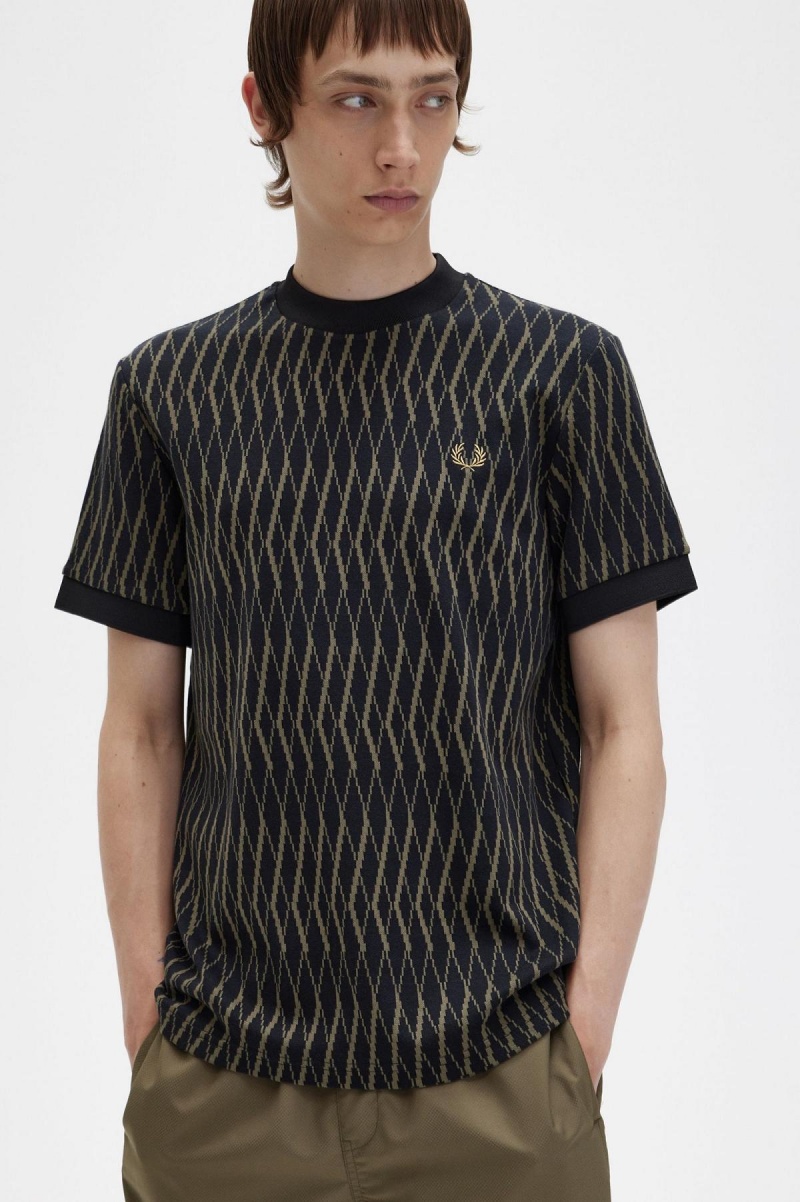 Camiseta Fred Perry Argyle Jacquard Hombre Negras | ACLWC90913