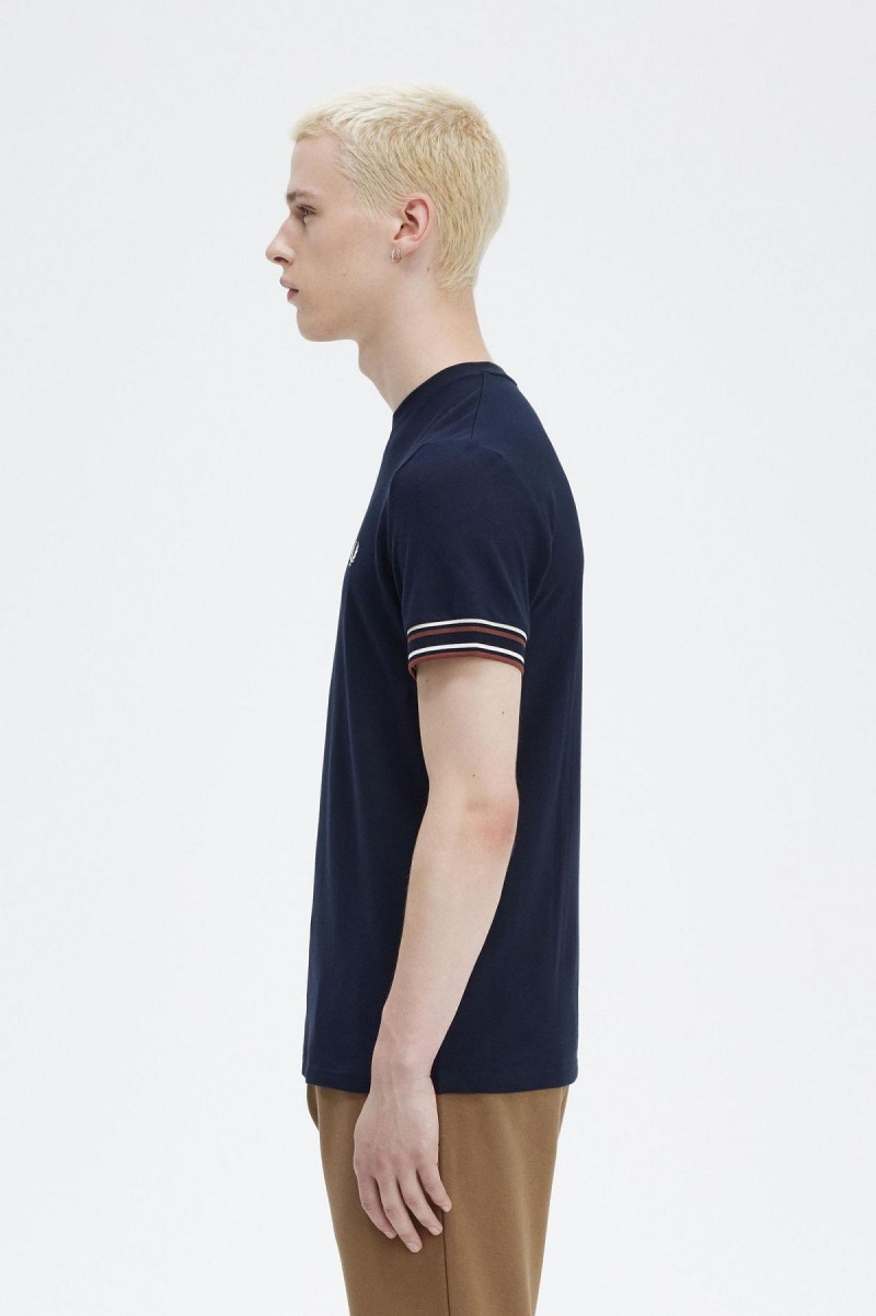 Camiseta Fred Perry Bold Tipped Piqué Hombre Azul Marino | CLICD59983