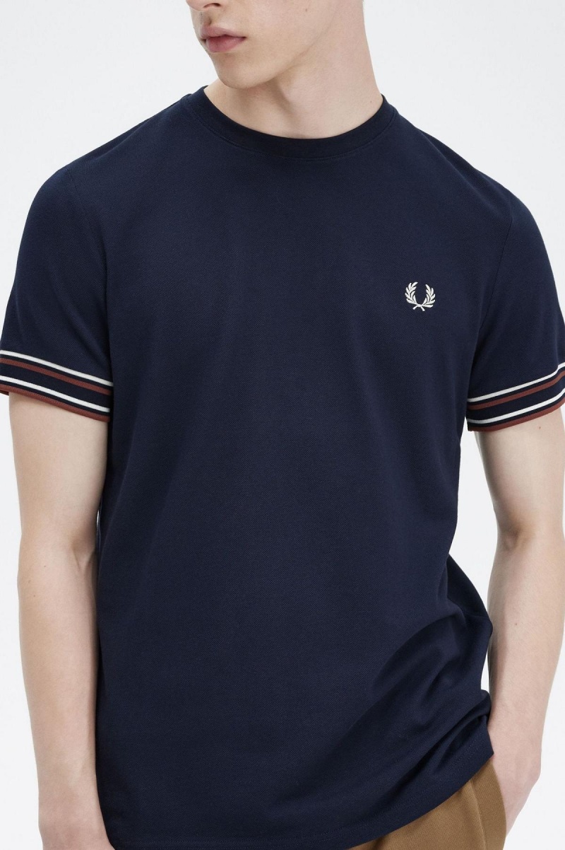 Camiseta Fred Perry Bold Tipped Piqué Hombre Azul Marino | CLICD59983