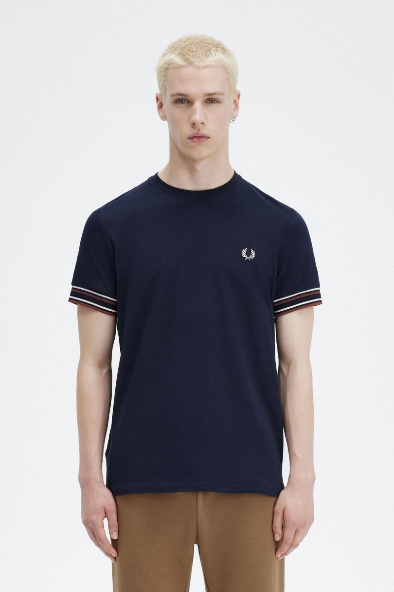 Camiseta Fred Perry Bold Tipped Piqué Hombre Azul Marino | CLICD59983