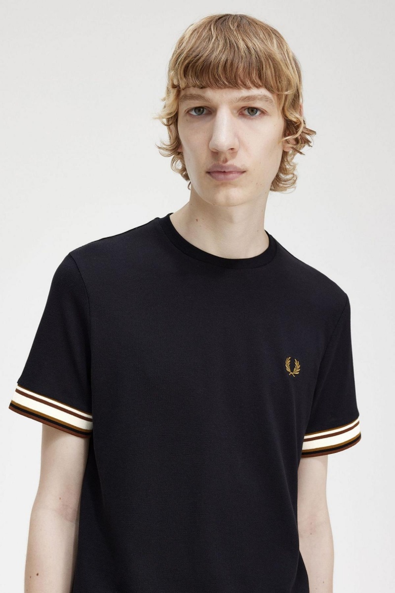 Camiseta Fred Perry Bold Tipped Piqué Hombre Negras | CLEGJ33968