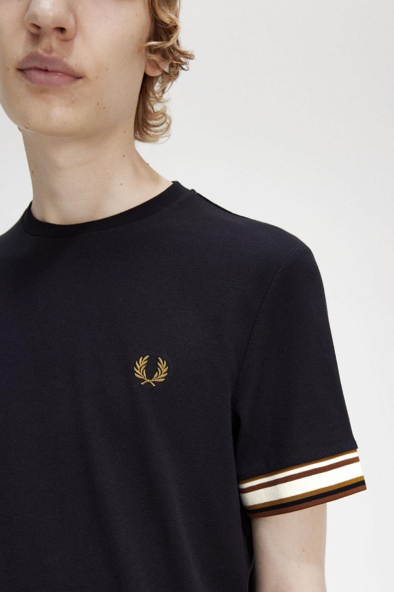 Camiseta Fred Perry Bold Tipped Piqué Hombre Negras | CLEGJ33968