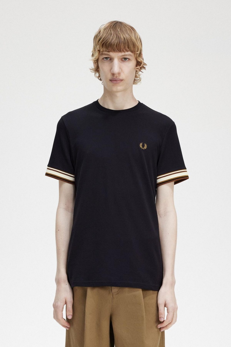 Camiseta Fred Perry Bold Tipped Piqué Hombre Negras | CLEGJ33968