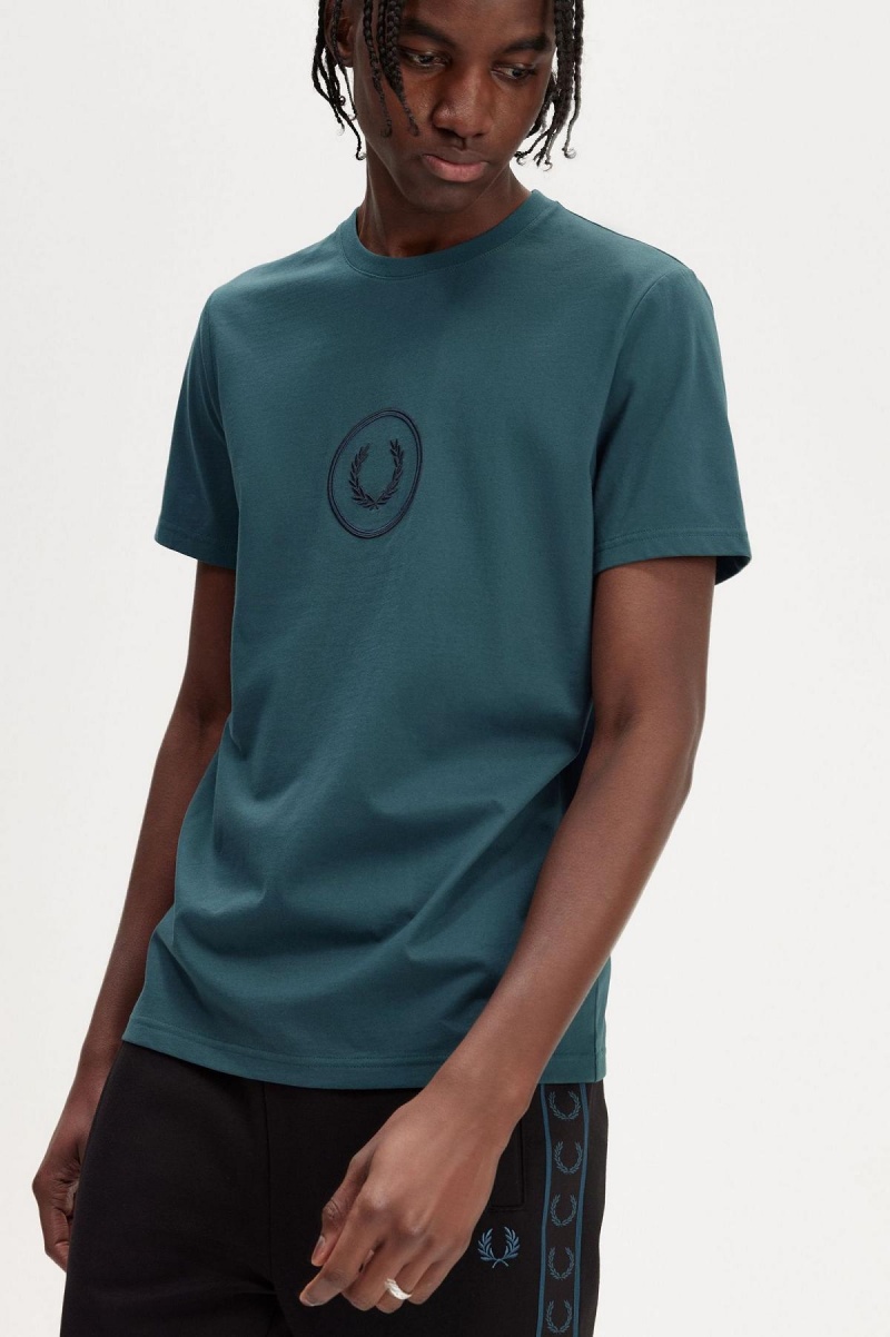 Camiseta Fred Perry Circle Branding Hombre Azules | CLQCS95088