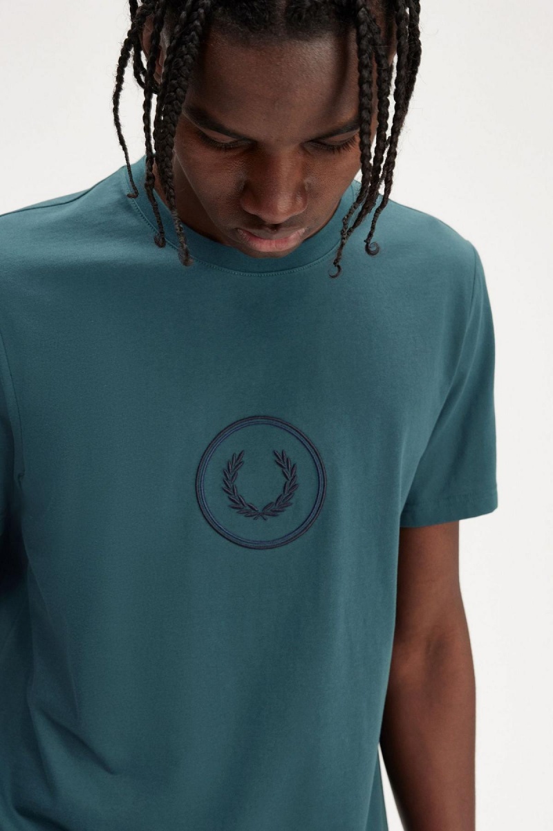 Camiseta Fred Perry Circle Branding Hombre Azules | CLQCS95088