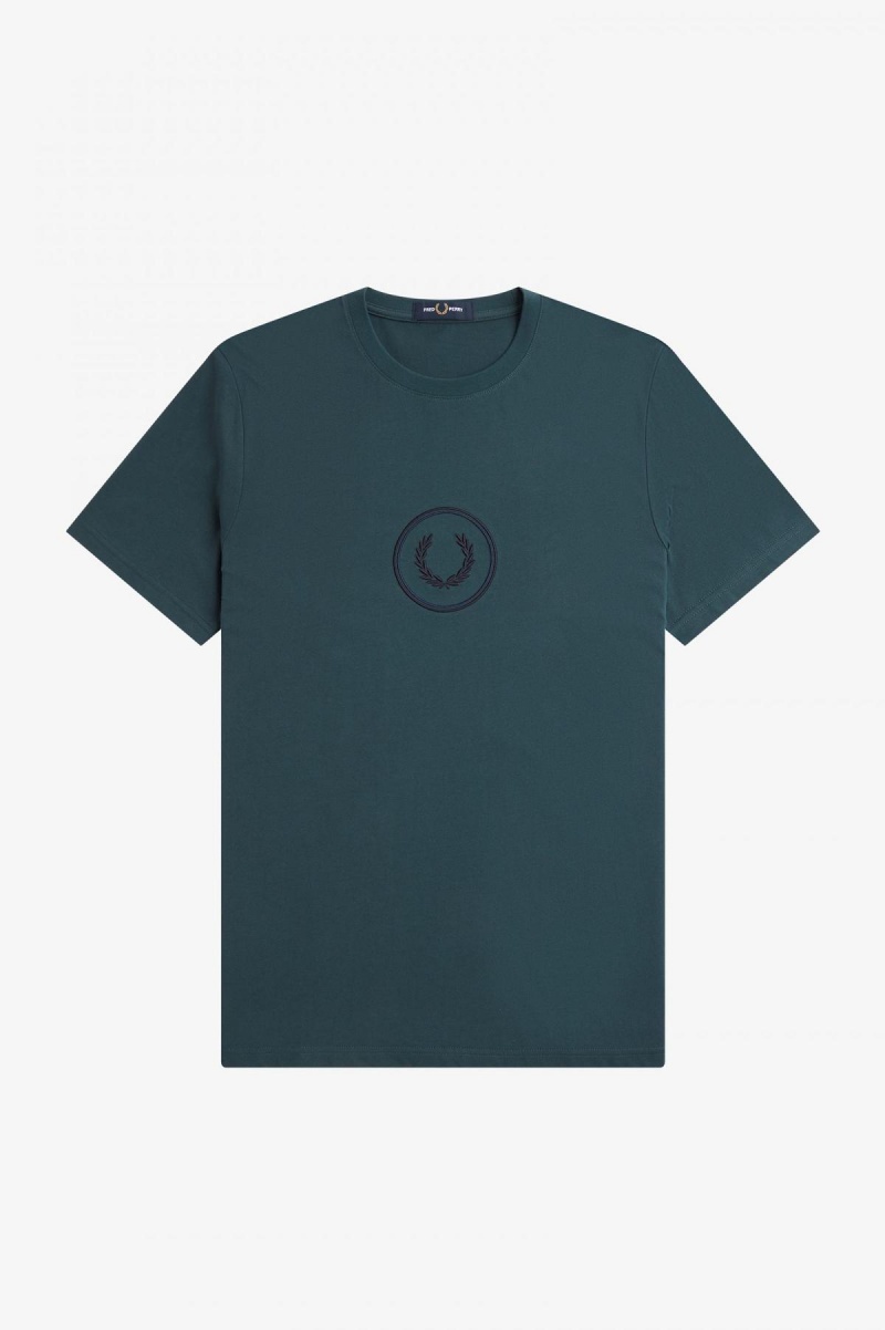 Camiseta Fred Perry Circle Branding Hombre Azules | CLQCS95088