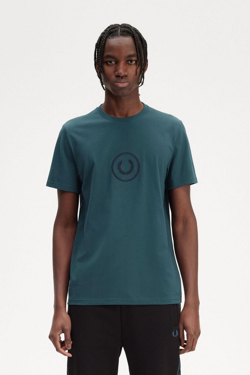 Camiseta Fred Perry Circle Branding Hombre Azules | CLQCS95088