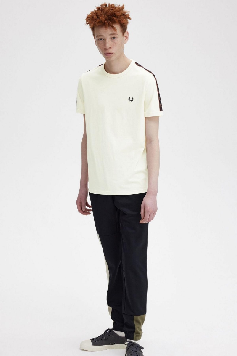 Camiseta Fred Perry Contrast Tape Ringer Hombre Marrones | CLQAV24991