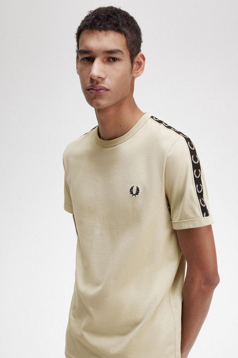 Camiseta Fred Perry Contrast Tape Ringer Hombre Verde Menta Negras | BCLSO30093