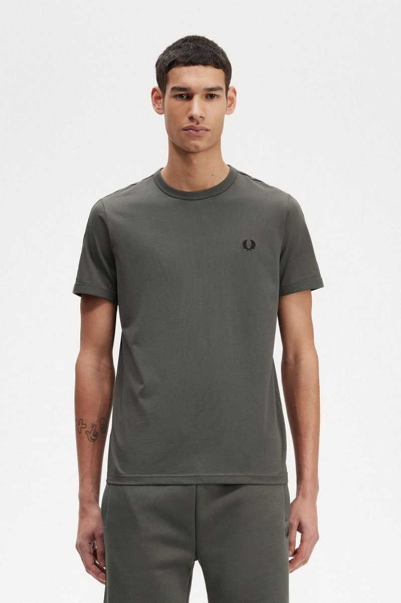 Camiseta Fred Perry Contrast Tape Ringer Hombre Verde Verde | ACLWC89298