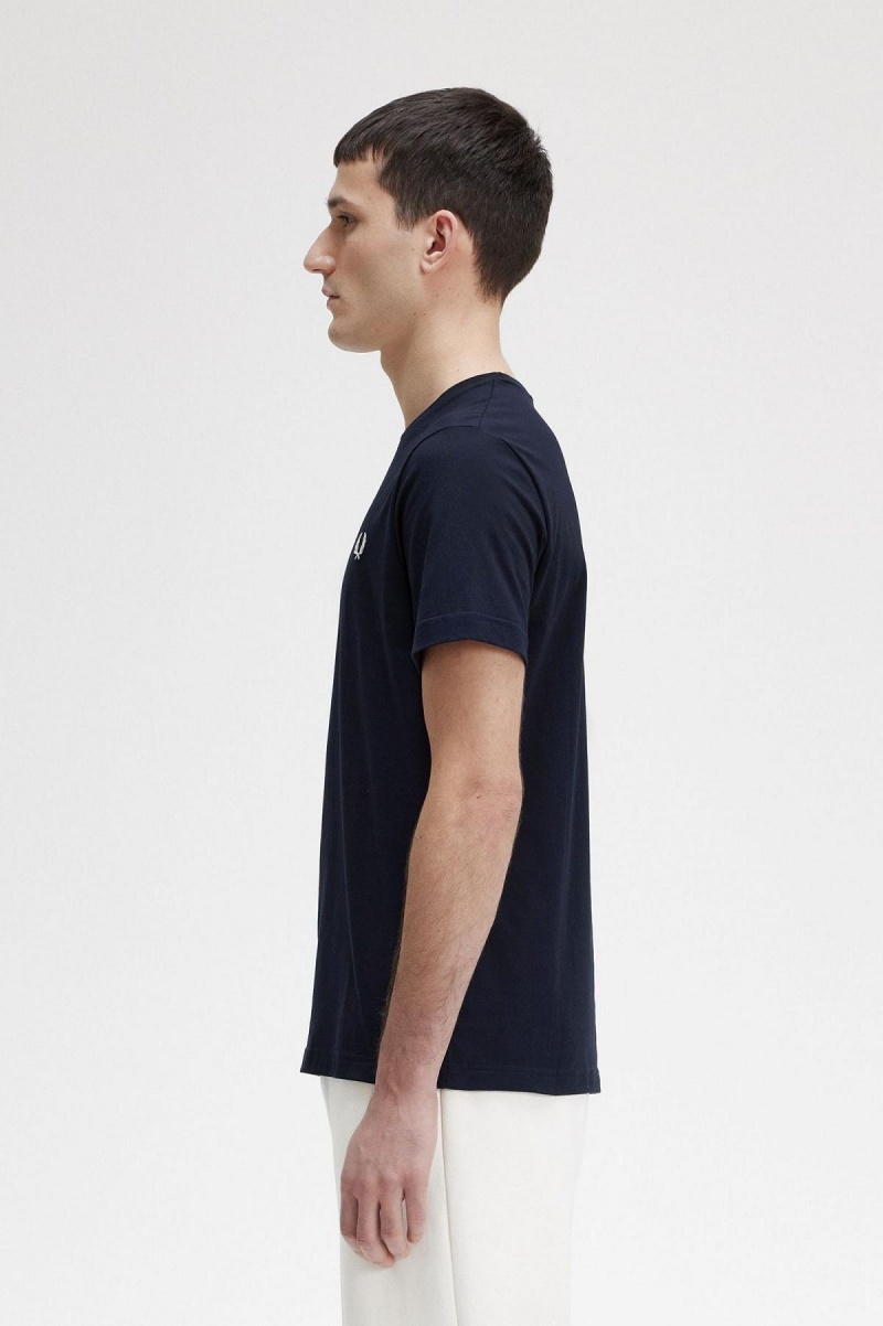 Camiseta Fred Perry Crew Neck Hombre Azul Marino | XCLBH46534