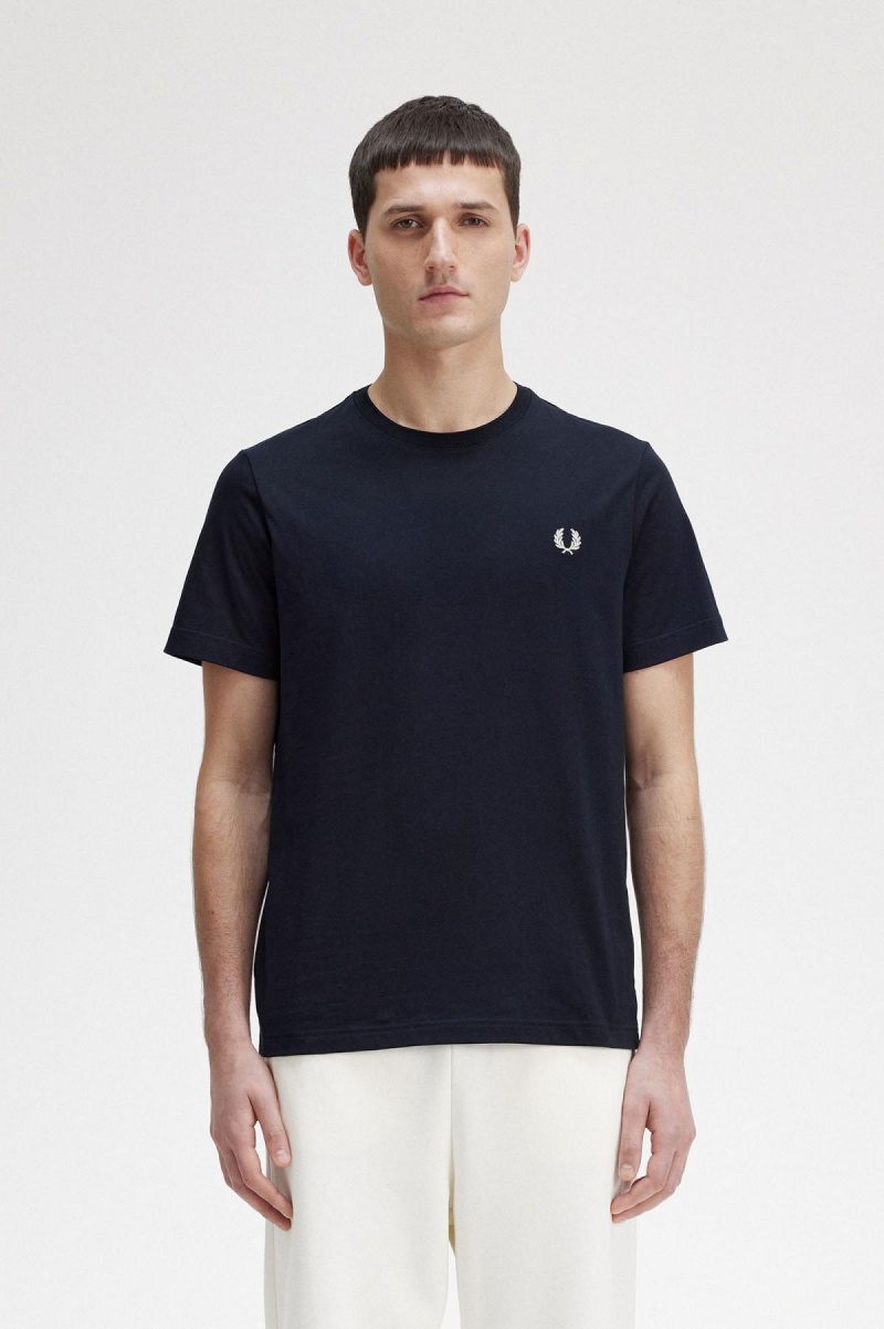 Camiseta Fred Perry Crew Neck Hombre Azul Marino | XCLBH46534