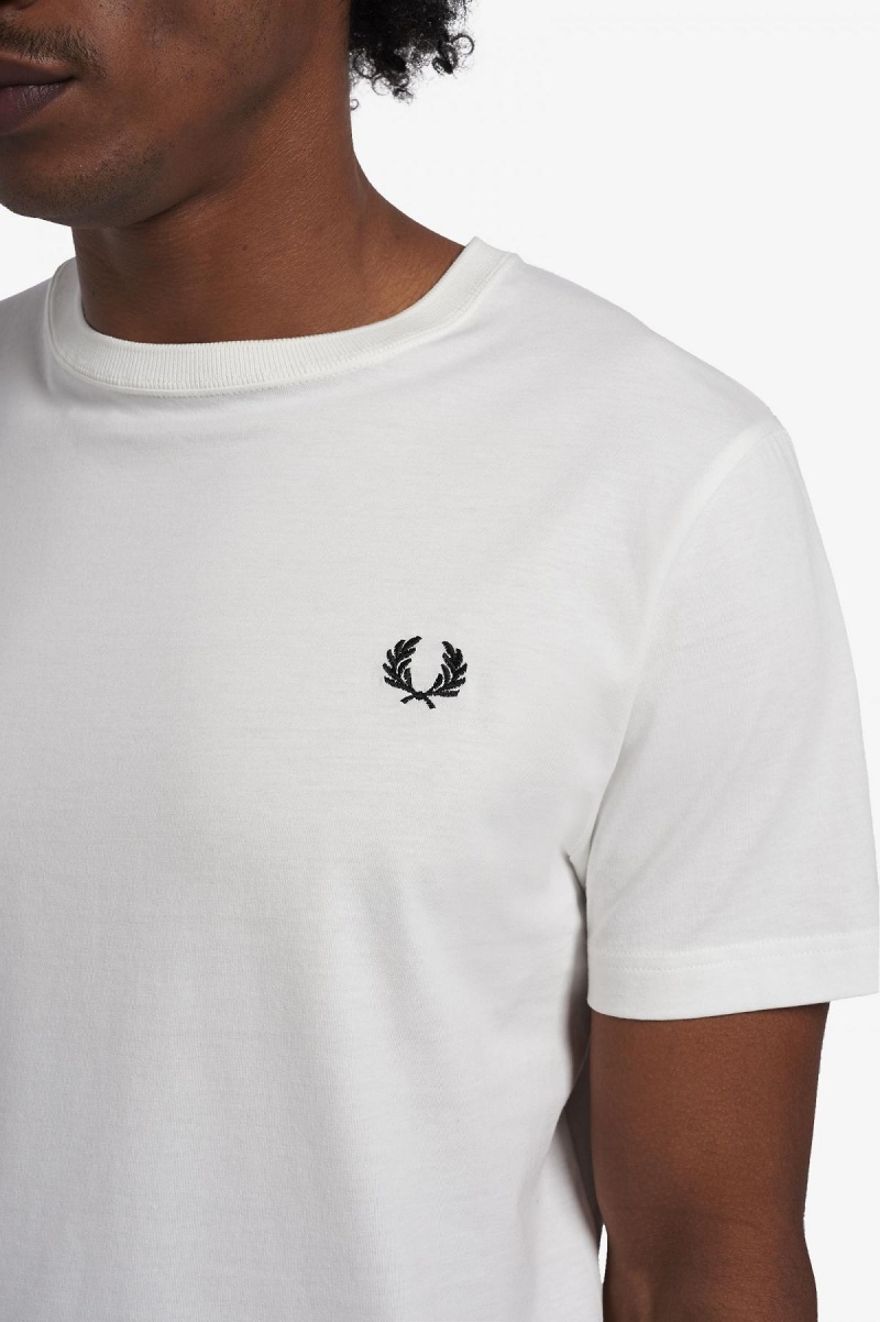 Camiseta Fred Perry Crew Neck Hombre Blancas | BCLSO43075