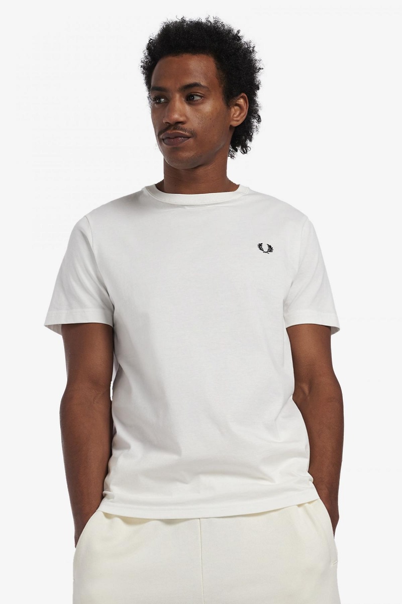 Camiseta Fred Perry Crew Neck Hombre Blancas | BCLSO43075