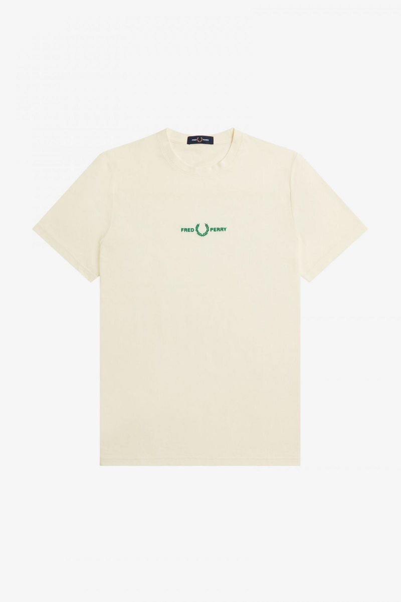 Camiseta Fred Perry Embroidered Hombre Ecru | ACLWC36306