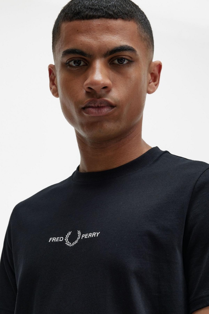 Camiseta Fred Perry Embroidered Hombre Negras | CLQCS60346