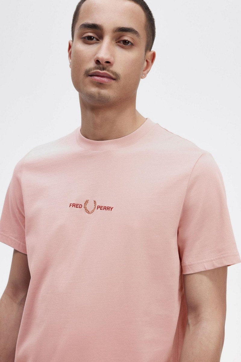 Camiseta Fred Perry Embroidered Hombre Rosas Rosas | LCLSX77496