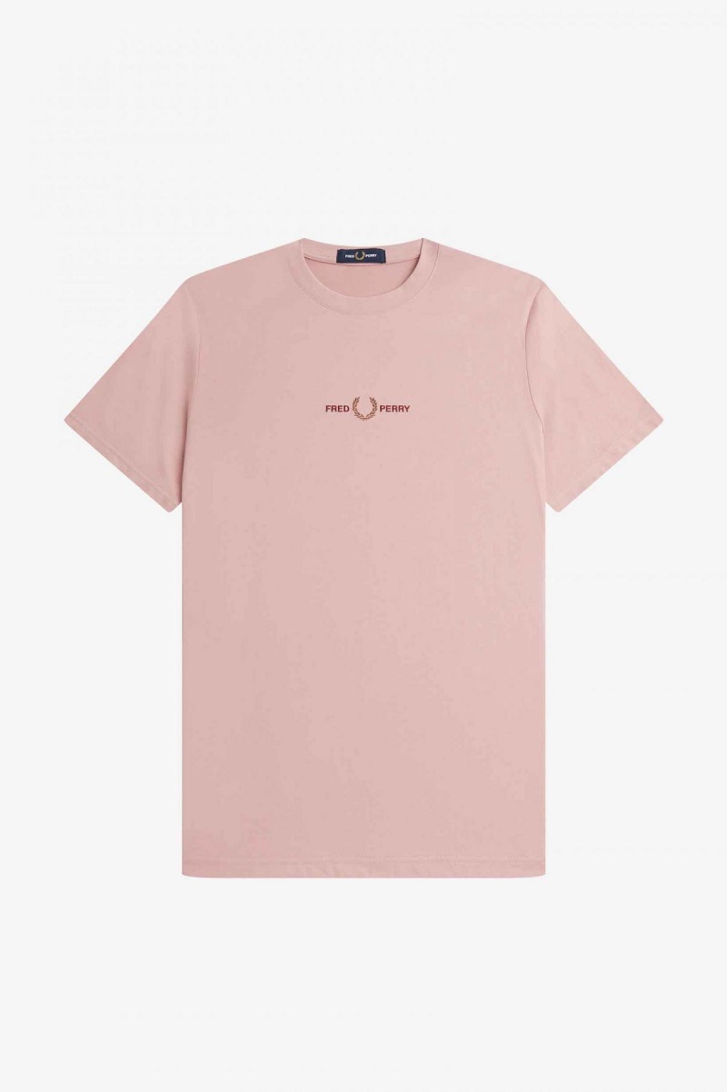 Camiseta Fred Perry Embroidered Hombre Rosas Rosas | LCLSX77496