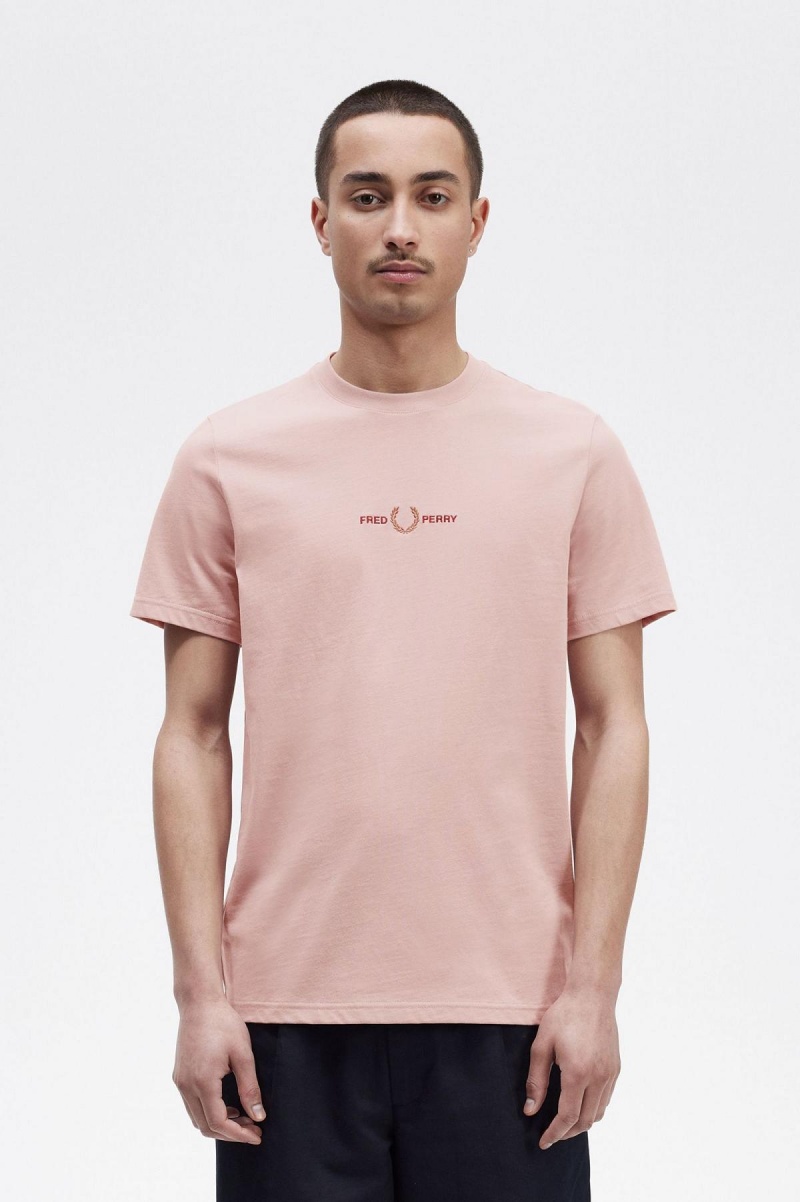 Camiseta Fred Perry Embroidered Hombre Rosas Rosas | LCLSX77496