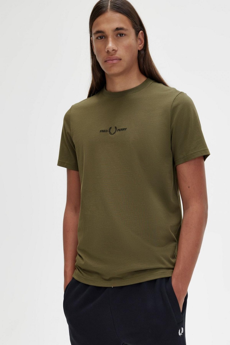 Camiseta Fred Perry Embroidered Hombre Verde | GCLEC96861