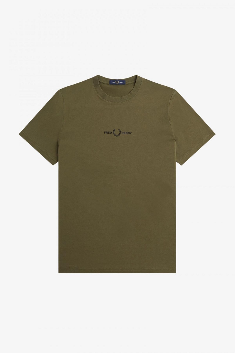 Camiseta Fred Perry Embroidered Hombre Verde | GCLEC96861