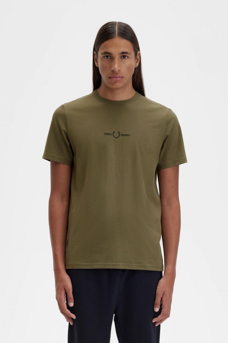 Camiseta Fred Perry Embroidered Hombre Verde | GCLEC96861