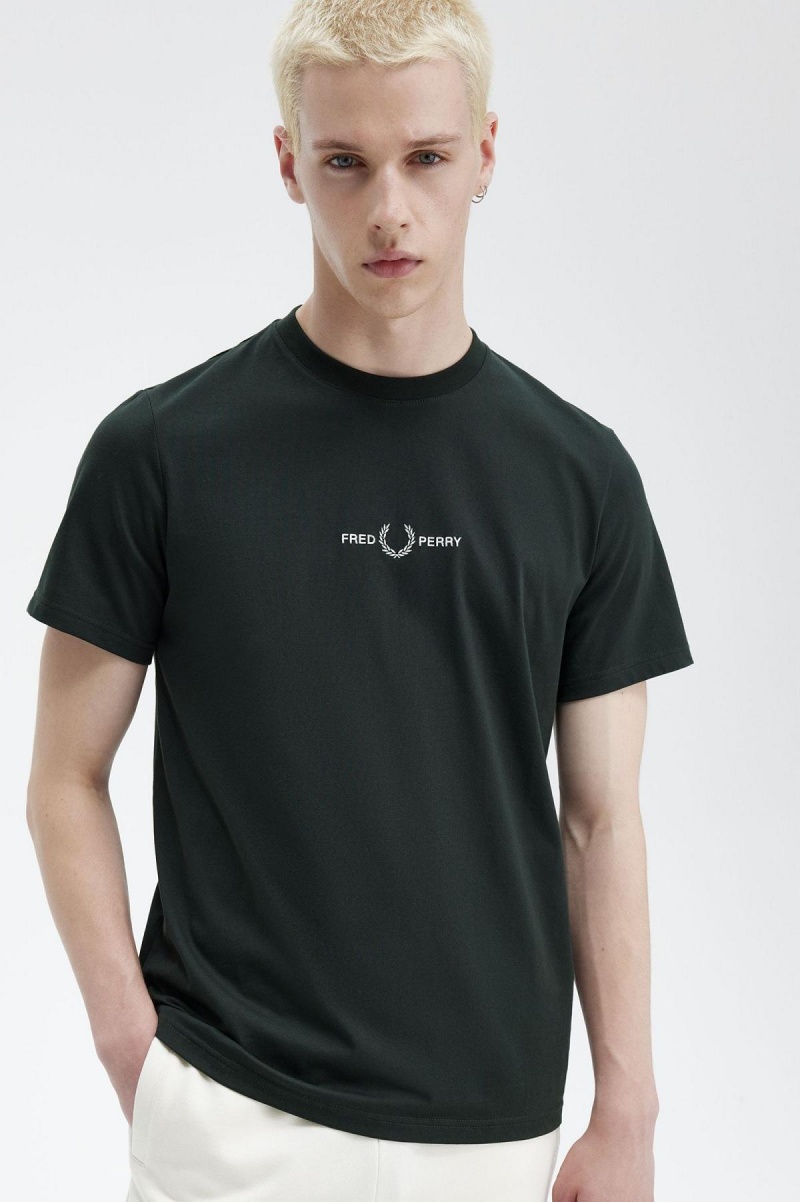 Camiseta Fred Perry Embroidered Hombre Verde | CLCIF41545