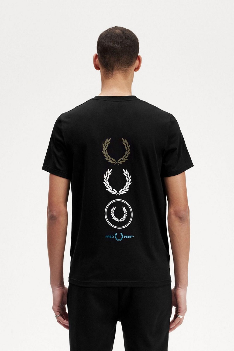 Camiseta Fred Perry Estampadas Branding Hombre Negras | CLDFL18051