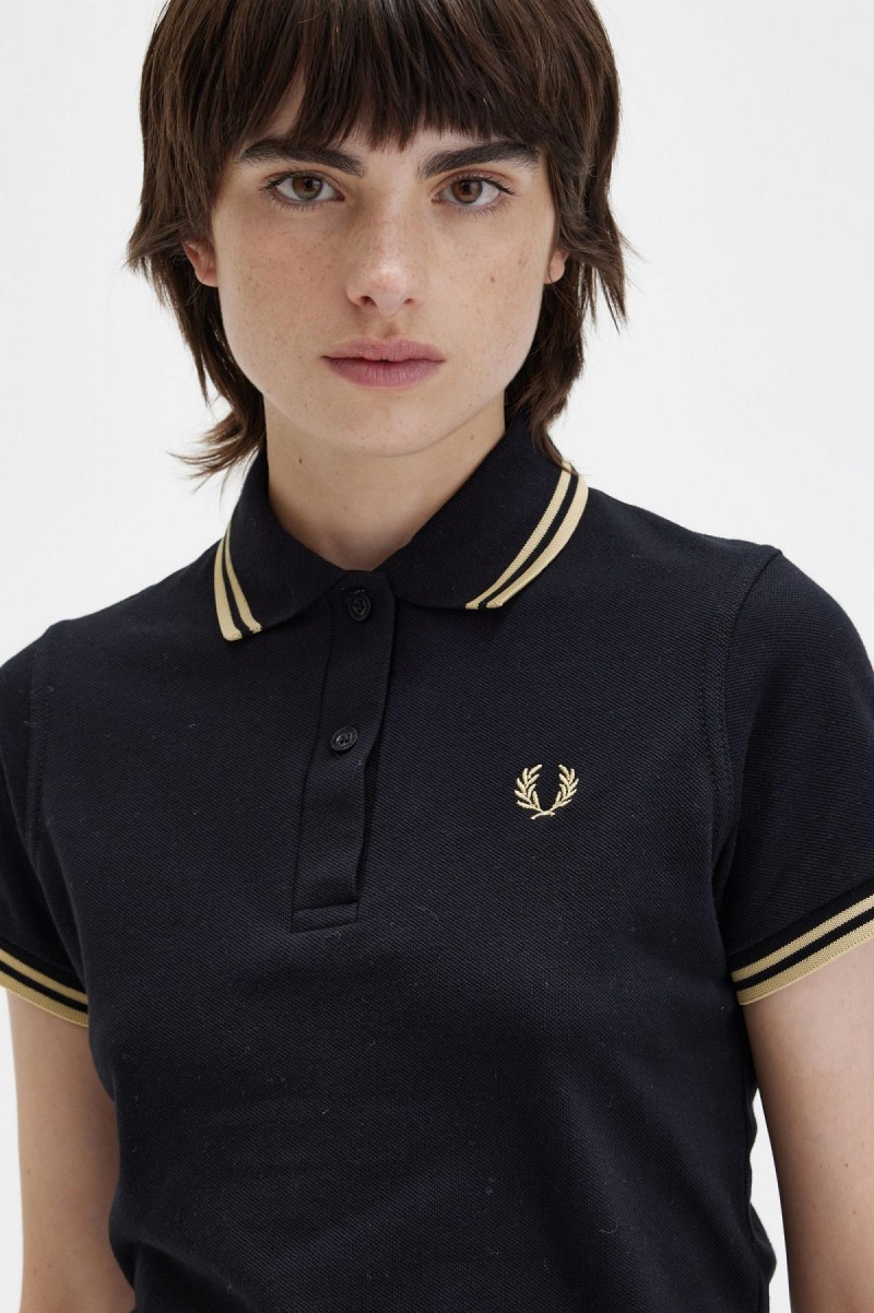 Camiseta Fred Perry G12 Mujer Negras | GCLUC35783