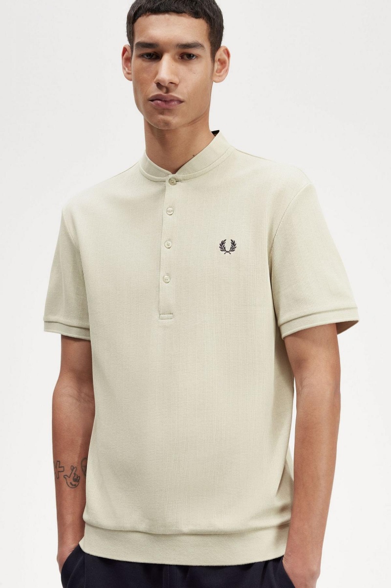 Camiseta Fred Perry Henley Polo Hombre Verde Menta | TCLPQ63997