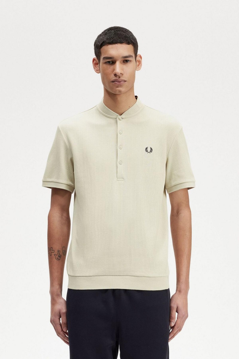 Camiseta Fred Perry Henley Polo Hombre Verde Menta | TCLPQ63997