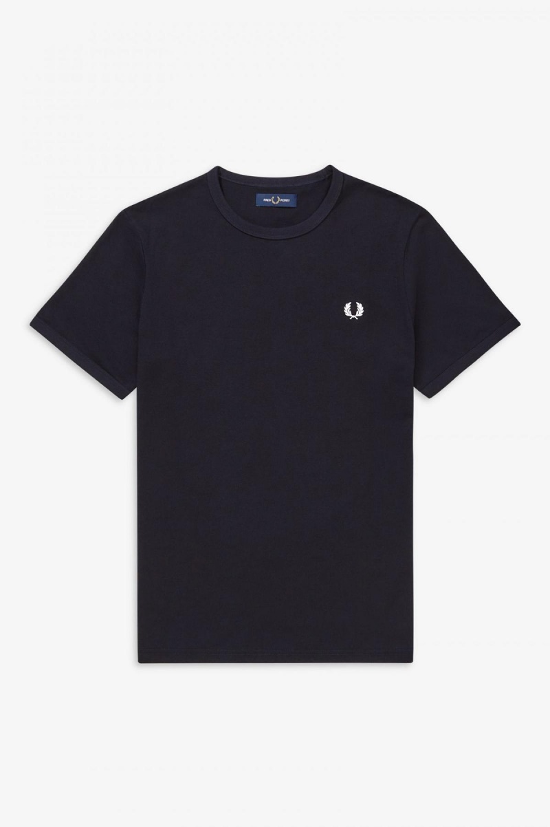 Camiseta Fred Perry Ringer Hombre Azul Marino | SCLVO45334