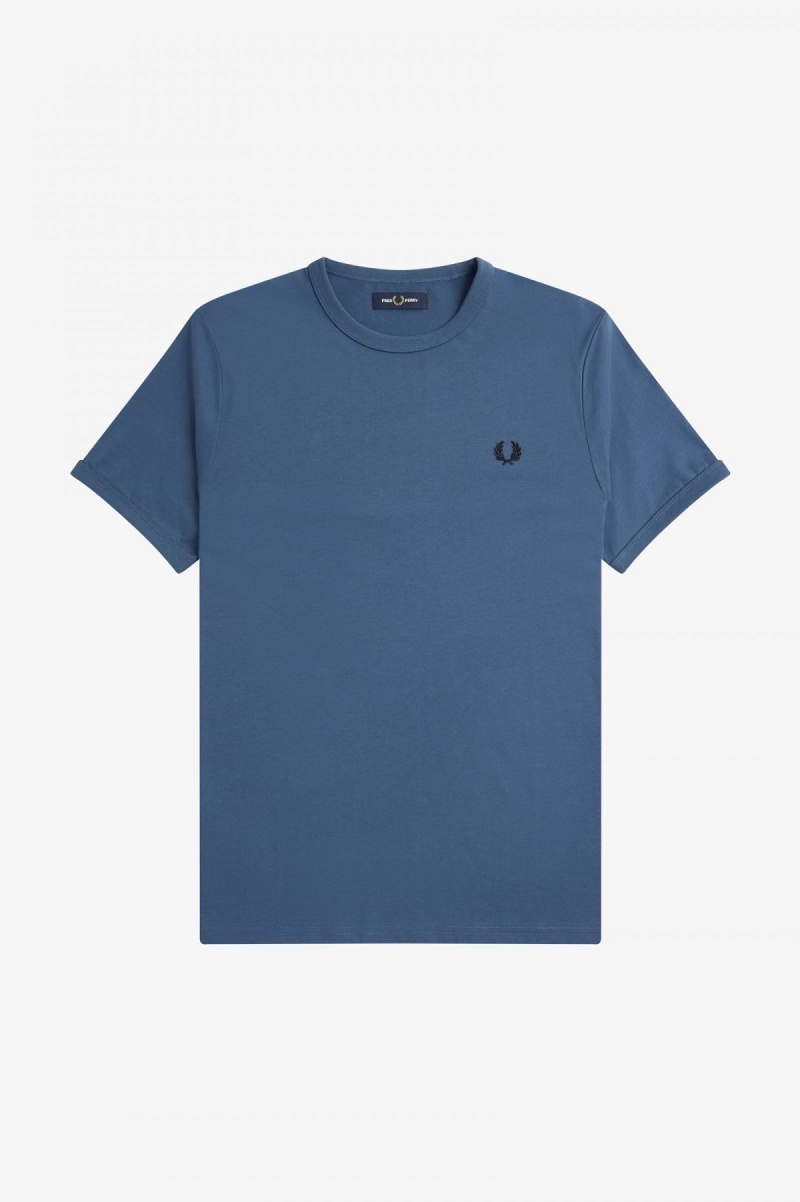 Camiseta Fred Perry Ringer Hombre Azules | CLEAH87342