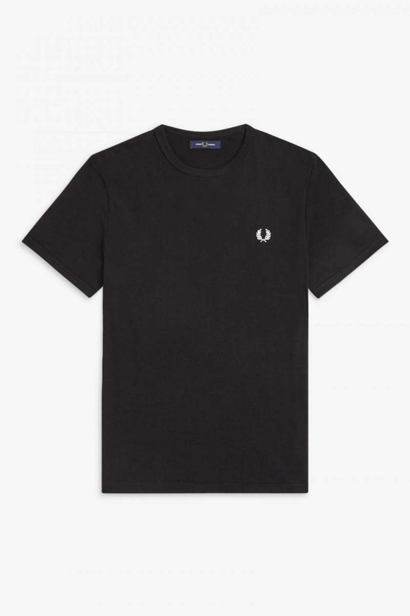 Camiseta Fred Perry Ringer Hombre Negras | ZCLNQ17226