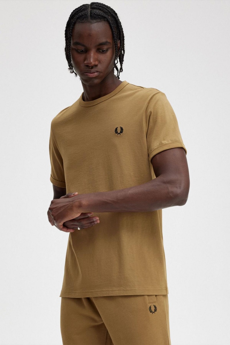 Camiseta Fred Perry Ringer Hombre Shaded Stone | FCLHY78828