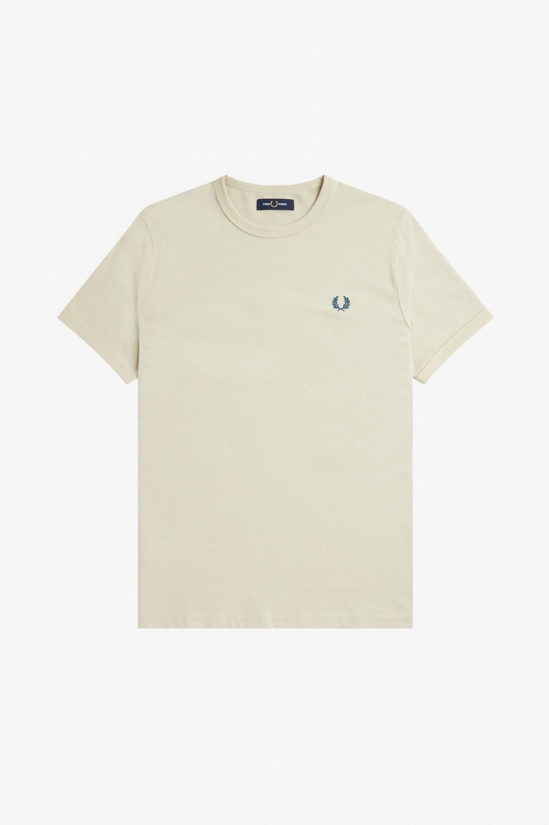 Camiseta Fred Perry Ringer Hombre Verde Menta | UCLND58879