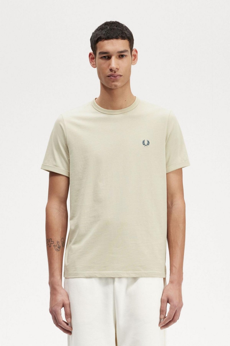 Camiseta Fred Perry Ringer Hombre Verde Menta | UCLND58879