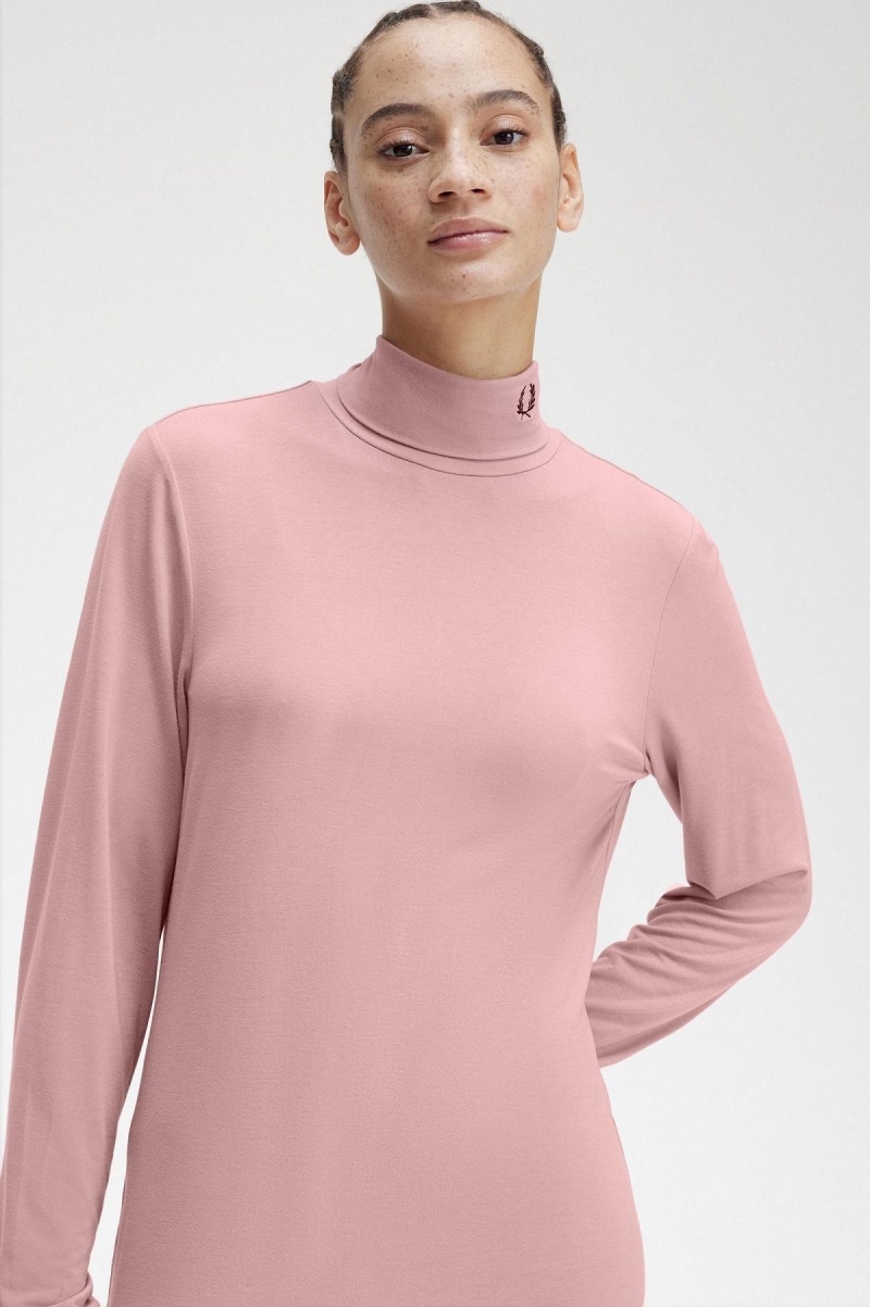 Camiseta Fred Perry Roll Neck Top Mujer Rosas Rosas | ZCLNQ43081