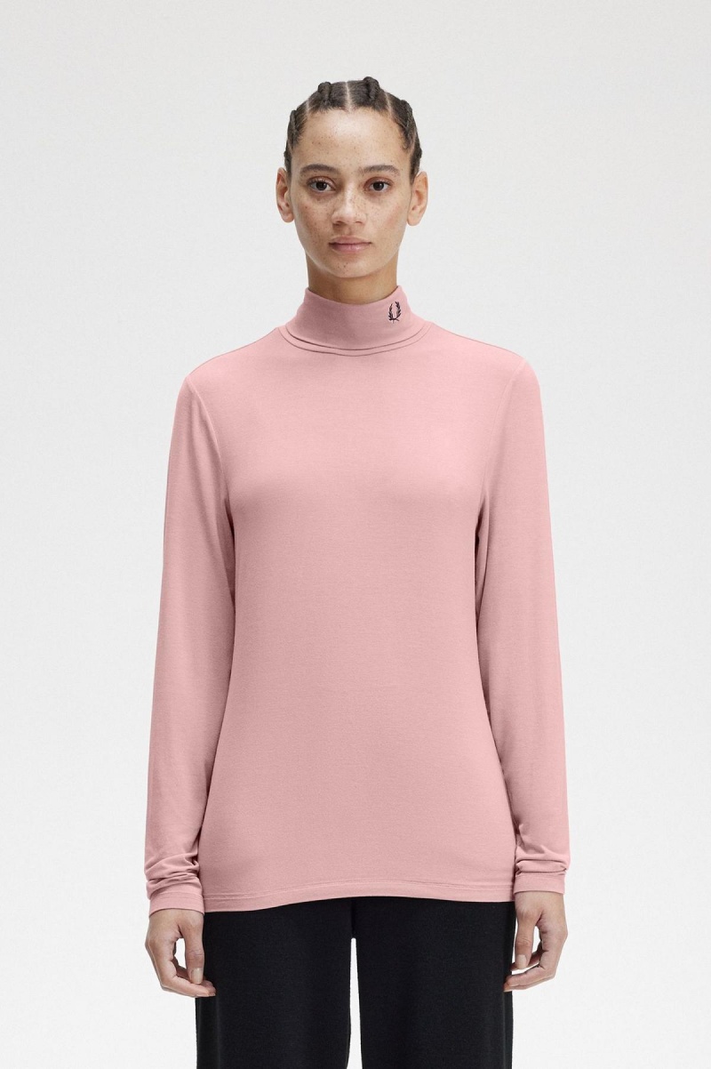 Camiseta Fred Perry Roll Neck Top Mujer Rosas Rosas | ZCLNQ43081