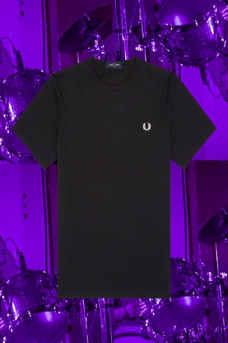 Camiseta Fred Perry Seoul Ringer Hombre Negras | CLJVR33653