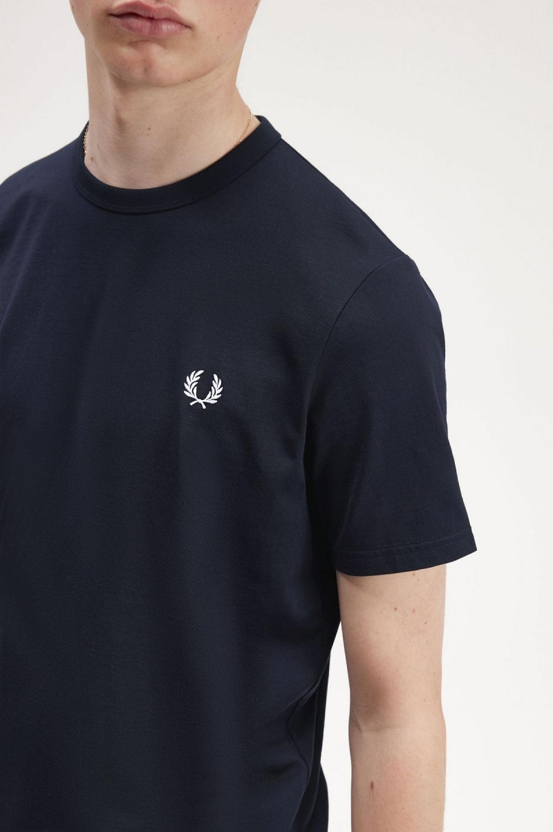 Camiseta Fred Perry Tape Detail Hombre Azul Marino | PCLER26953