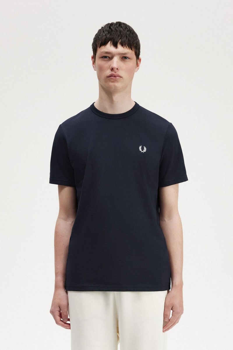 Camiseta Fred Perry Tape Detail Hombre Azul Marino | PCLER26953