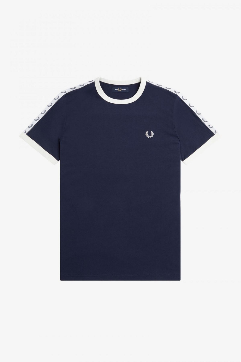 Camiseta Fred Perry Taped Ringer Hombre Azules | CLJKU88816