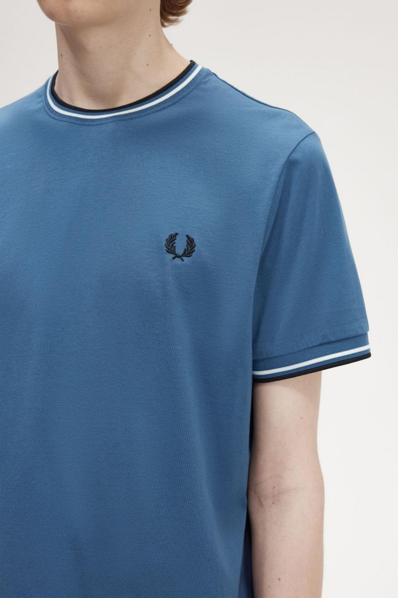 Camiseta Fred Perry Twin Tipped Hombre Azules | FCLHY51169