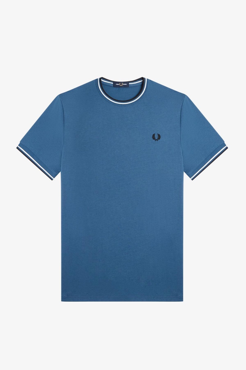 Camiseta Fred Perry Twin Tipped Hombre Azules | FCLHY51169