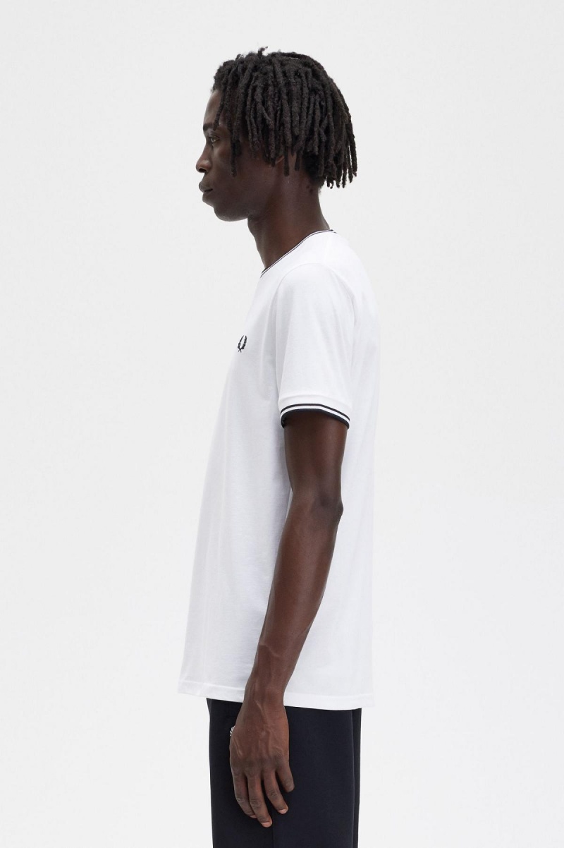 Camiseta Fred Perry Twin Tipped Hombre Blancas | CLCIF29097