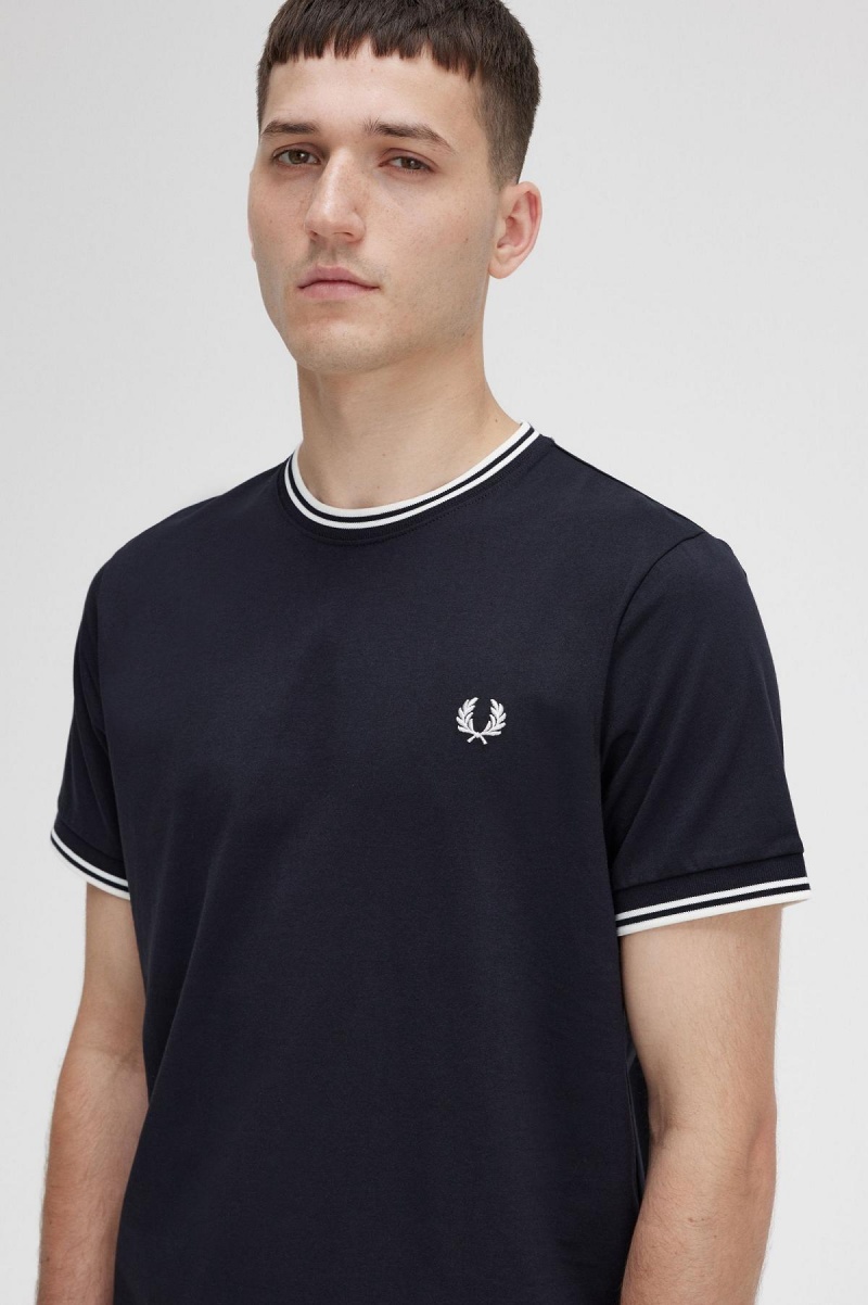 Camiseta Fred Perry Twin Tipped Hombre Negras | YCLGT74235