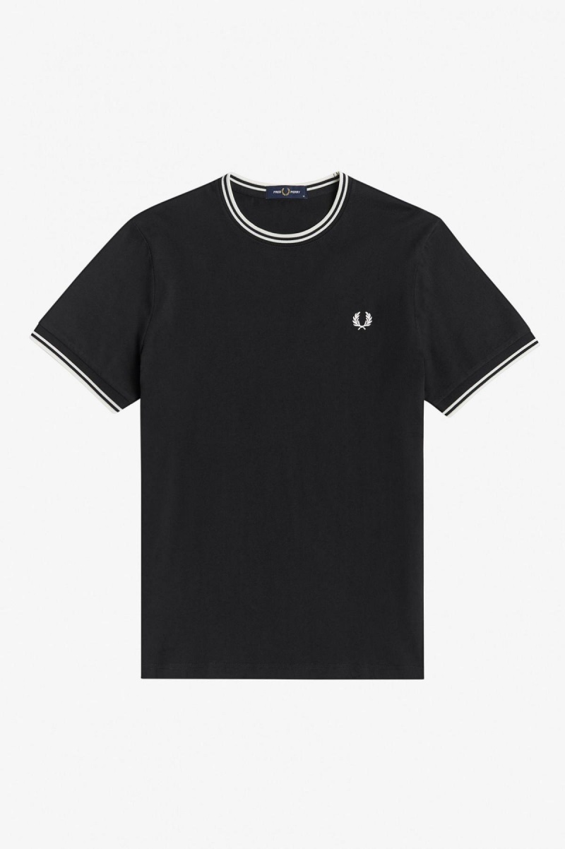 Camiseta Fred Perry Twin Tipped Hombre Negras | YCLGT74235